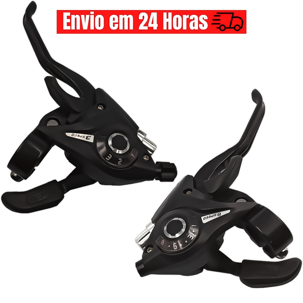Alavanca Passador Trocador De Marcha Rapid Fire 3x8 24v Marchas Com Manete Em Aluminio Tipo Shimano