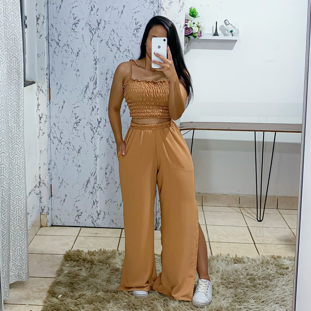 Cropped Plus Size em Viscose com Lastex Laranja