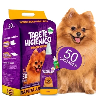 Tapete Higiênico Espaço De Bicho 50 Unidades + Kit Adestrador Espaço de Bicho Xixi Stop + Xixi Aqui 500 mL para Cães