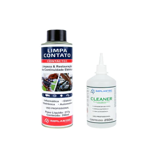 Kit Cleaner implastec 250ml + Limpa Contato Implastec Contatec Aerossol 250ml para Limpeza de Eletrônicos PCB Circuitos Placas PCI