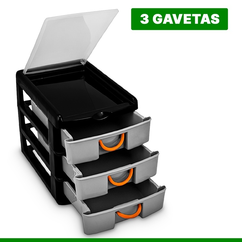 Organizador com 3 Gavetas Multiuso Gaveteiro Ferramentas Parafusos Costura Resistente