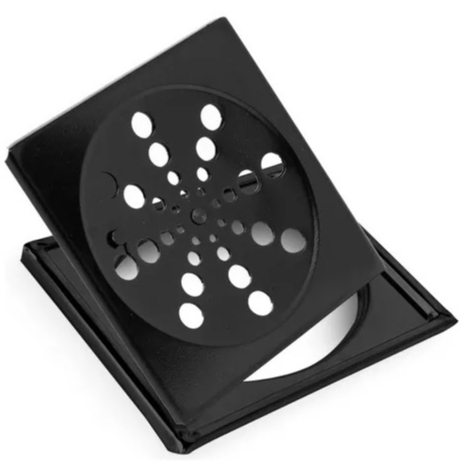Ralo Grelha Quadrado Black 10x10 Anti-Odor Com Caixilho Abre/Fecha Banheiro/Área Gourmet