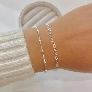 Pulseira bolinha delicada folheada a prata925 e ouro18k