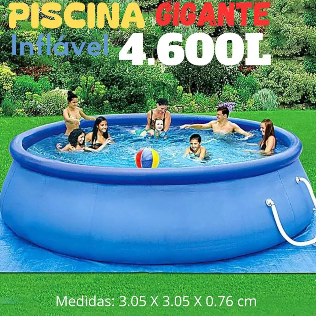 PISCINA GIGANTE INFLÁVEL 4.600 LITROS EM PVC TRIPLO DE ALTA RESISTÊNCIA