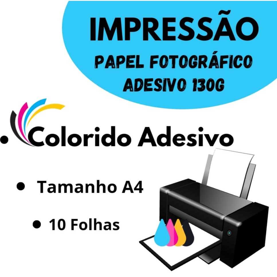 10 Impressões Adesivas em Papel Fotográfico Adesivo A4 130g Impressão ...