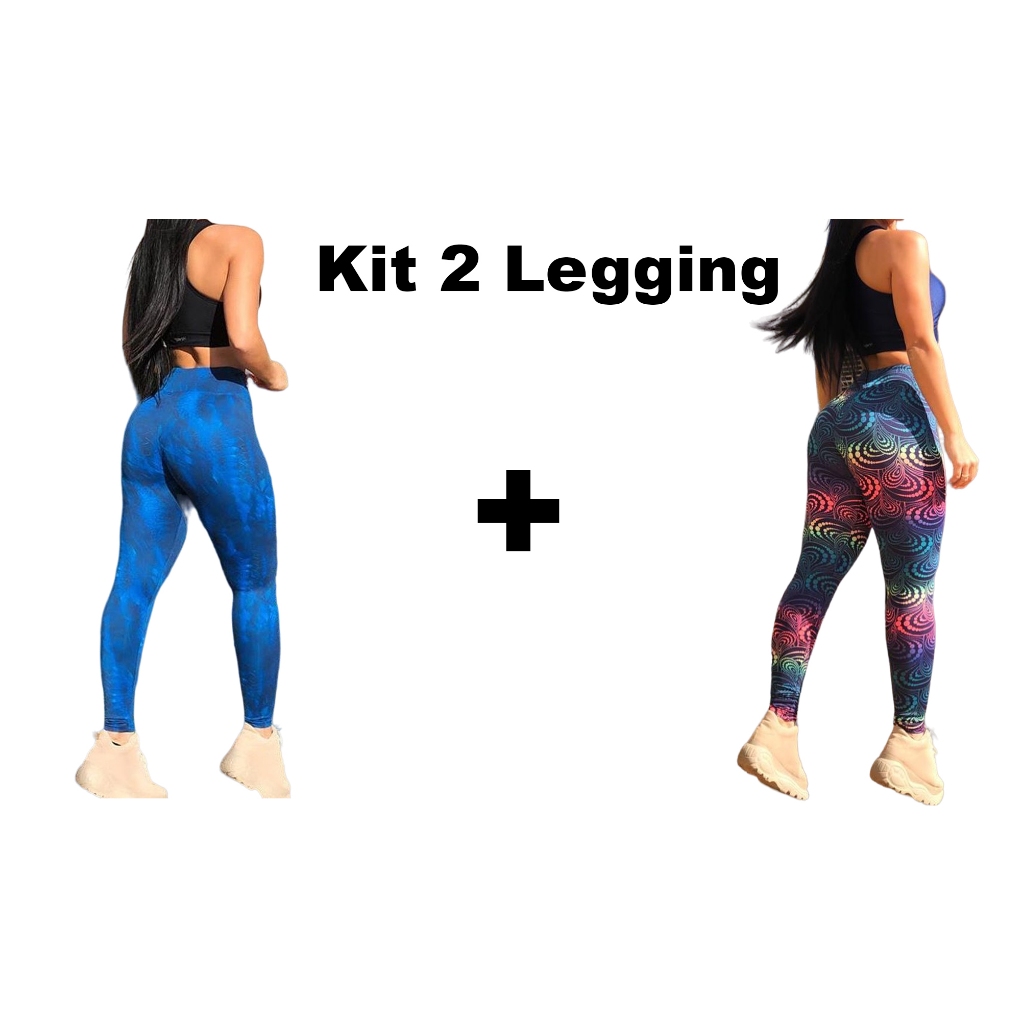 Kit 2 legging feminina Legue estampada atacado moda fitness para academia  em suplex tamanhos P ao GG **Estampas Sortidas**