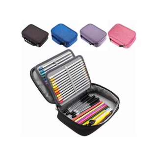 Estojo 72 Pens Escolar Box Nylon Com Alça Feminino/Masculino Organizador Com Divisórias Zíper Infantil em Oferta na Shopee