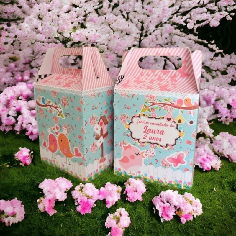 10 Caixinha Surpresa Personalizada Jardim Encantado Passarinho
