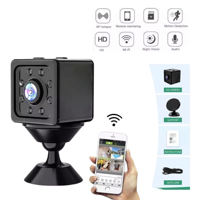 Mini Câmera Ip Full Hd 1080p Wifi Sem Fio Noturna ESPIA Pequena ...