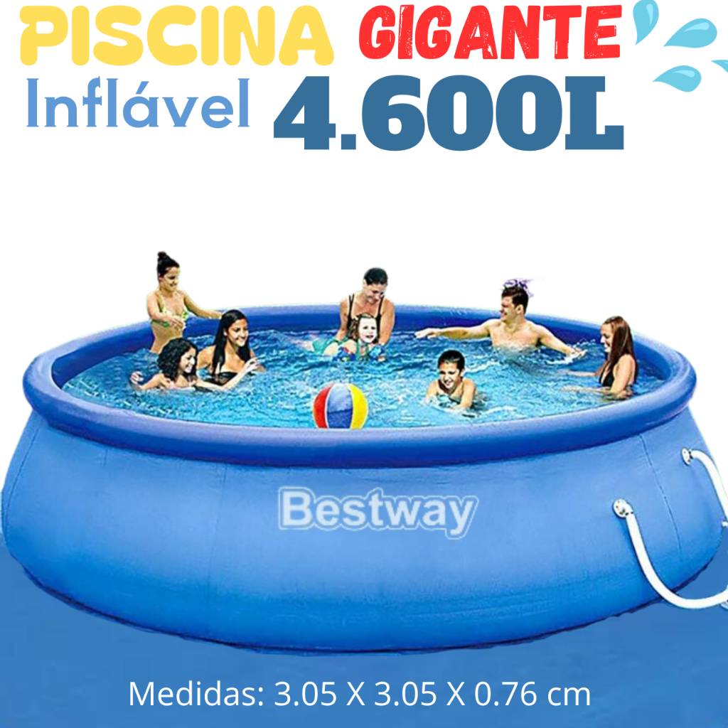 Piscina Gigante Inflável 4.600 Litros em Pvc triplo de alta resistência ...