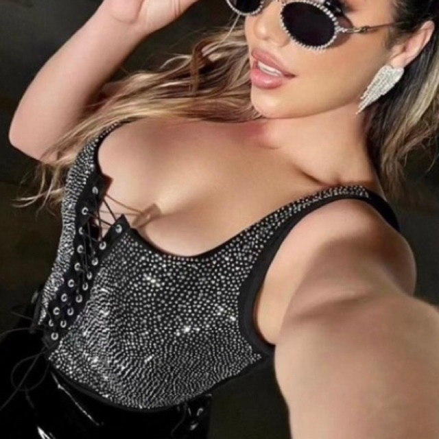 cropped corsert aplicacao strass amarracao