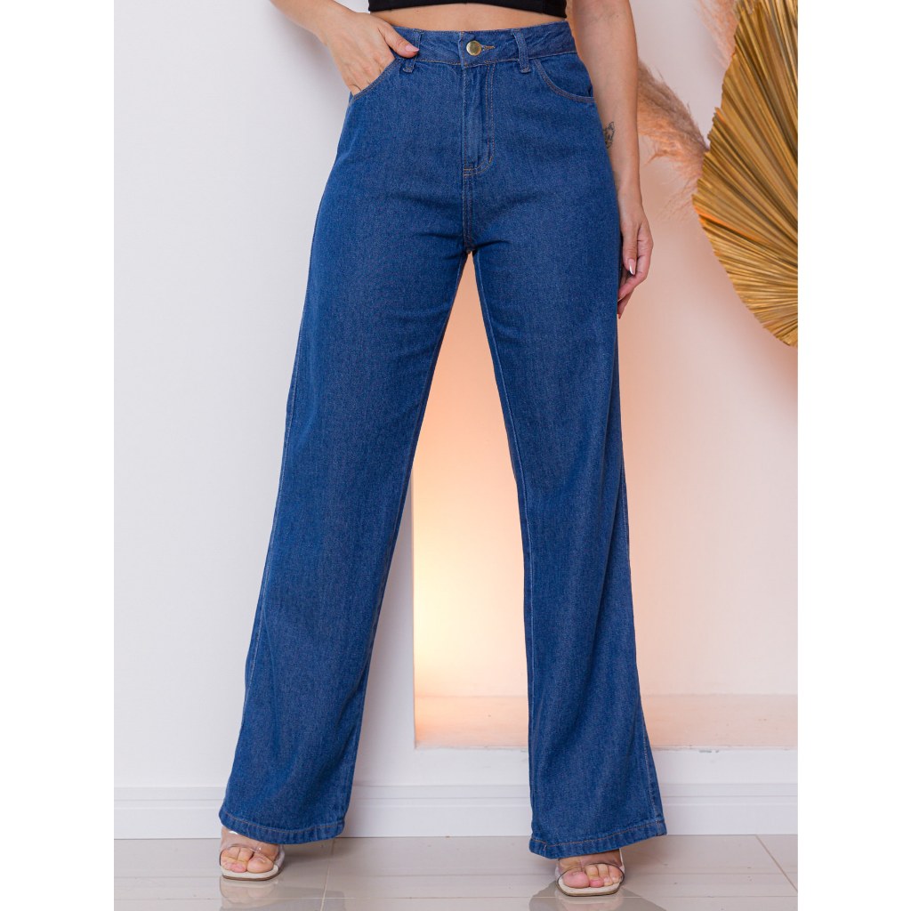 Calça wide leg jeans *17126