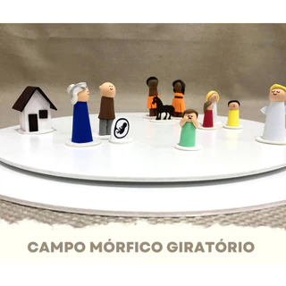 Campo Mórfico Giratório 40 cm para Constelação Familiar com bonecos na mesa