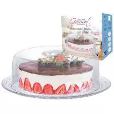 Boleira de Vidro Ruvolo Bari 32cm x 11cm, com Tampa Acrílica