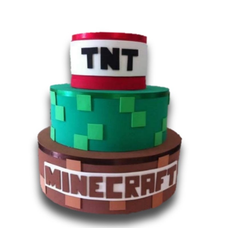 Bolo de Pasta Americana: Bolo Minecraft quadrado com porco e TNT