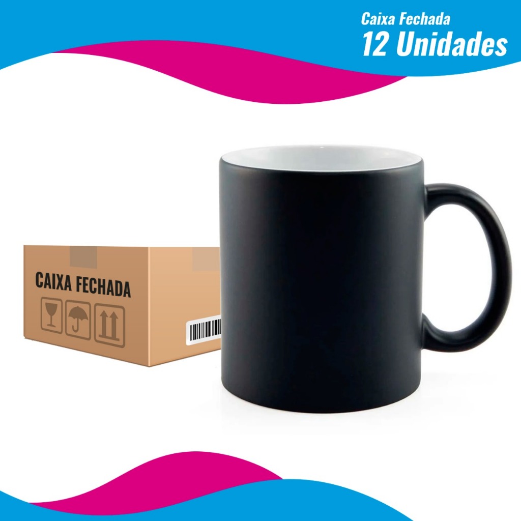 Caneca M Gica Em Cer Mica Preta Fosca Para Sublima O Ml Unidades