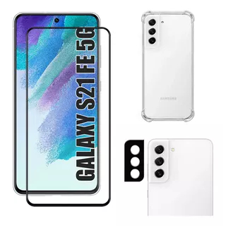 Kit Película Vidro 3D Samsung S21 Fe + Pelicula Camera 3D+Capa Case Capinha Anti Shock