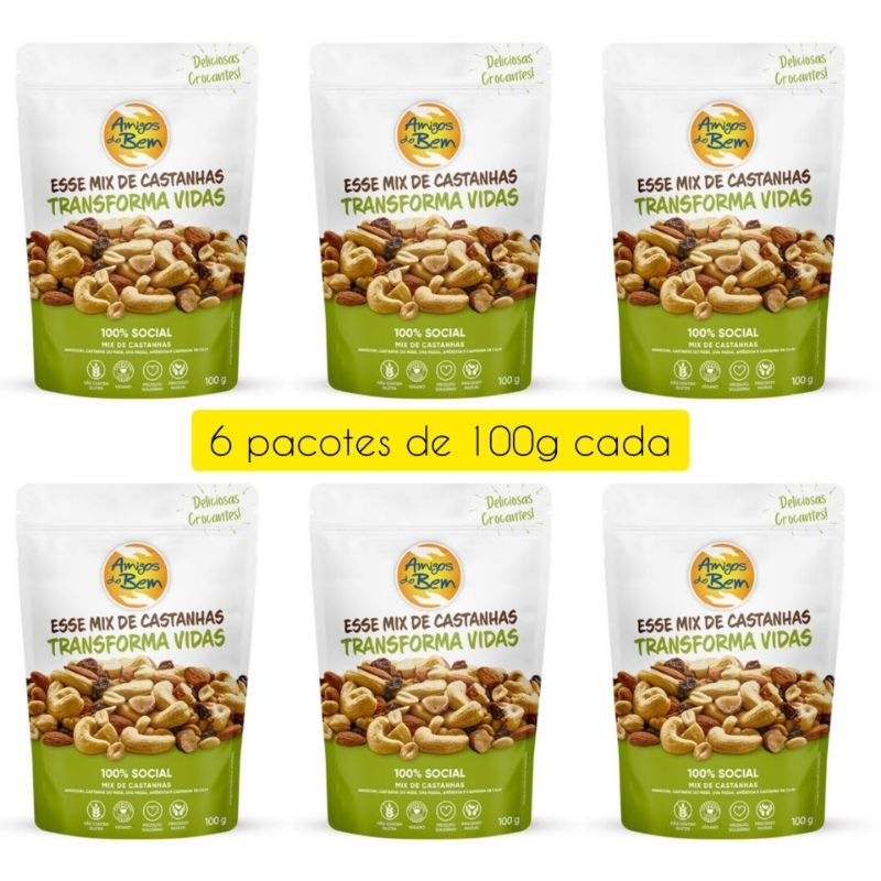 Kit Com 6 Mix De Castanhas Amigos Do Bem 100g Cada | Shopee Brasil