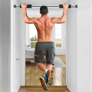 Barra De Exercícios e Musculação Ajustável Fixa Porta Parede (Preto)
