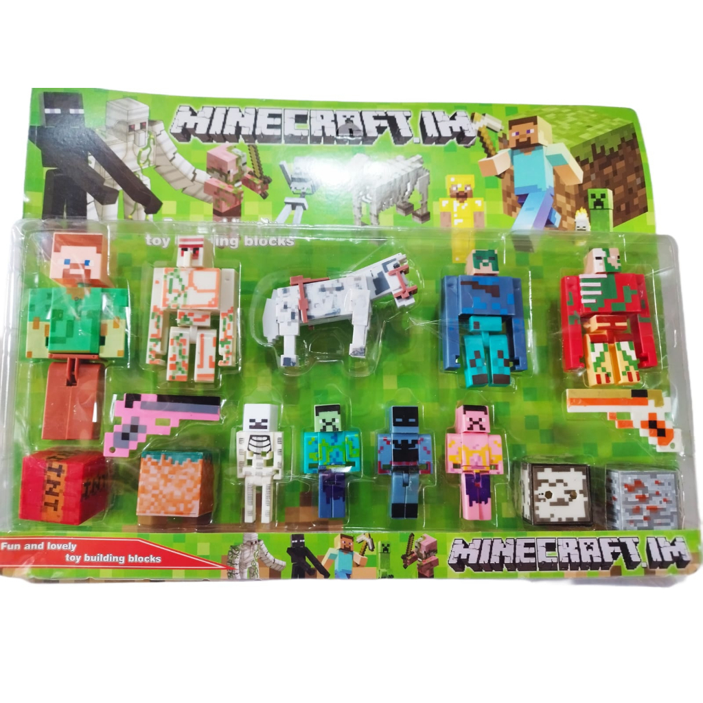 Kit Bonecos Minecraft Cavalo Cartela 15 Peças