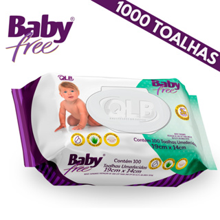 LENÇOS/TOALHAS UMEDECIDAS KIT COM 10 BABY FREE C/100unidades TAMPA FLIP -TOP