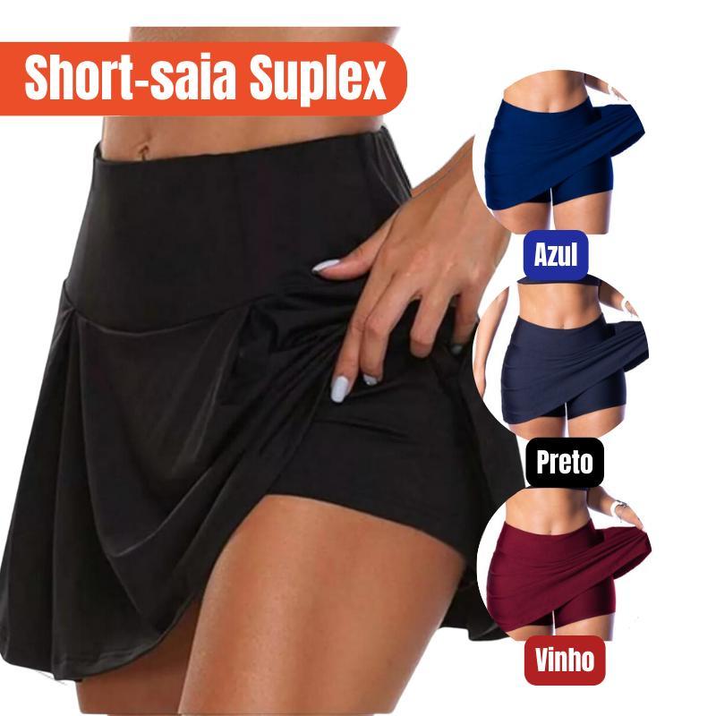 Short Saia Academia Fitness Ginástica Dança Rodado Feminino Suplex