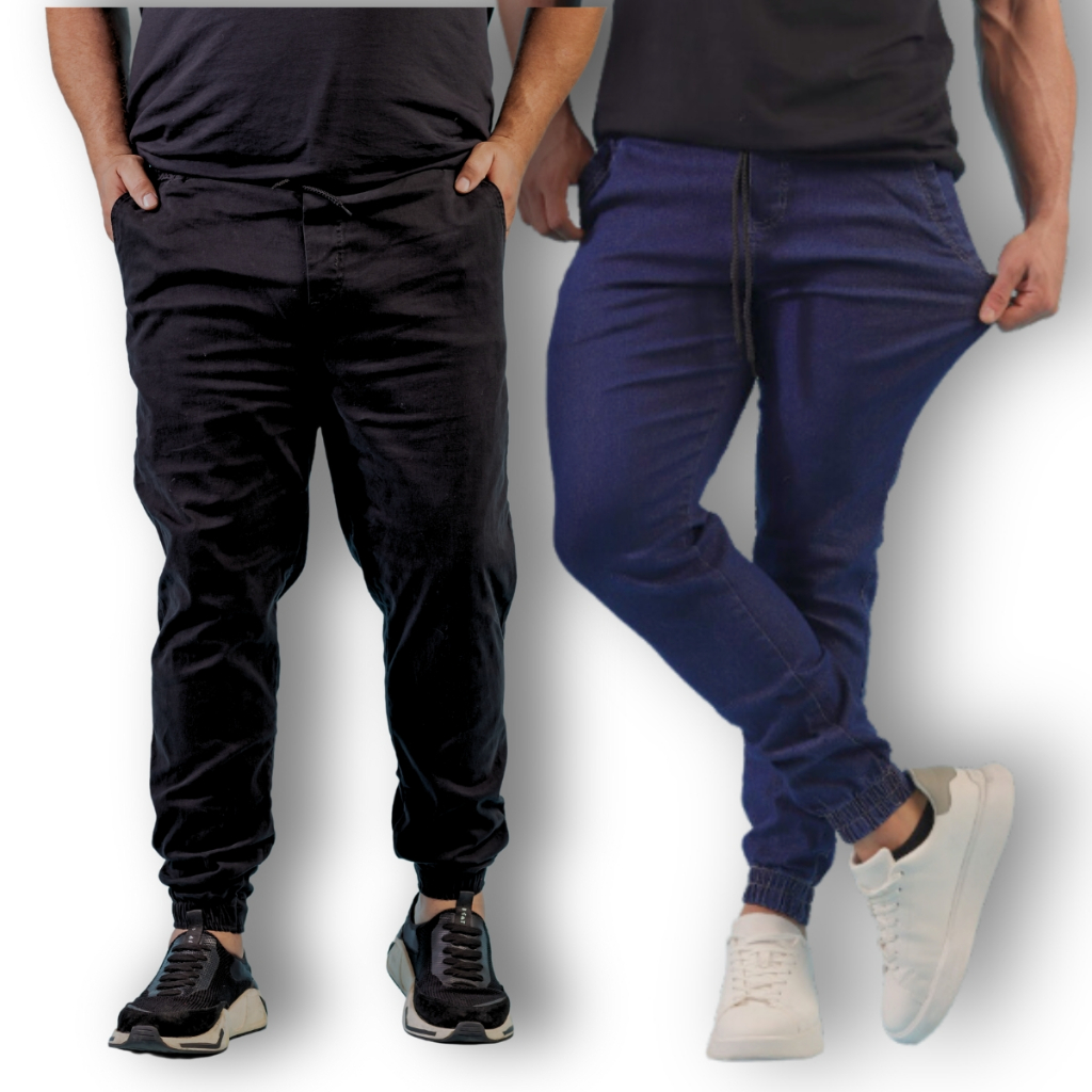 Calça Jogger Masculina Plus Size Jeans Sarja P ao G4