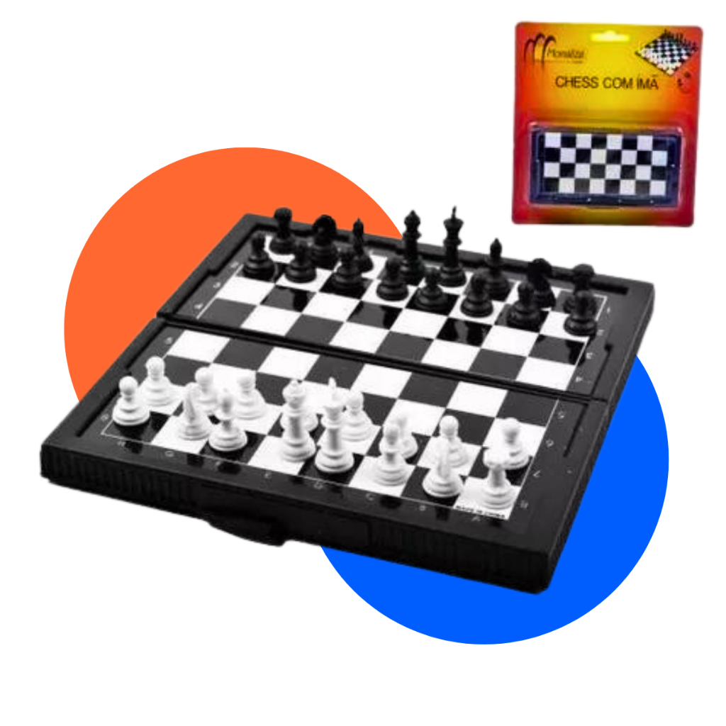 Mini Jogo de Tabuleiro Xadrez Magnético - 2036 - Viagem Jogos de Tabuleiro