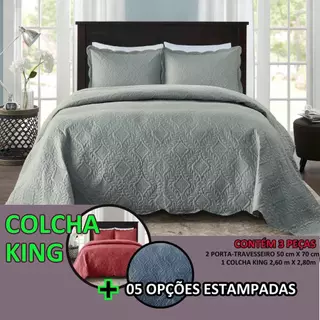 Colcha Cobre Leito King Metalassada Dupla Face Com Porta Travesseiro Milão 3 Peças Corttex