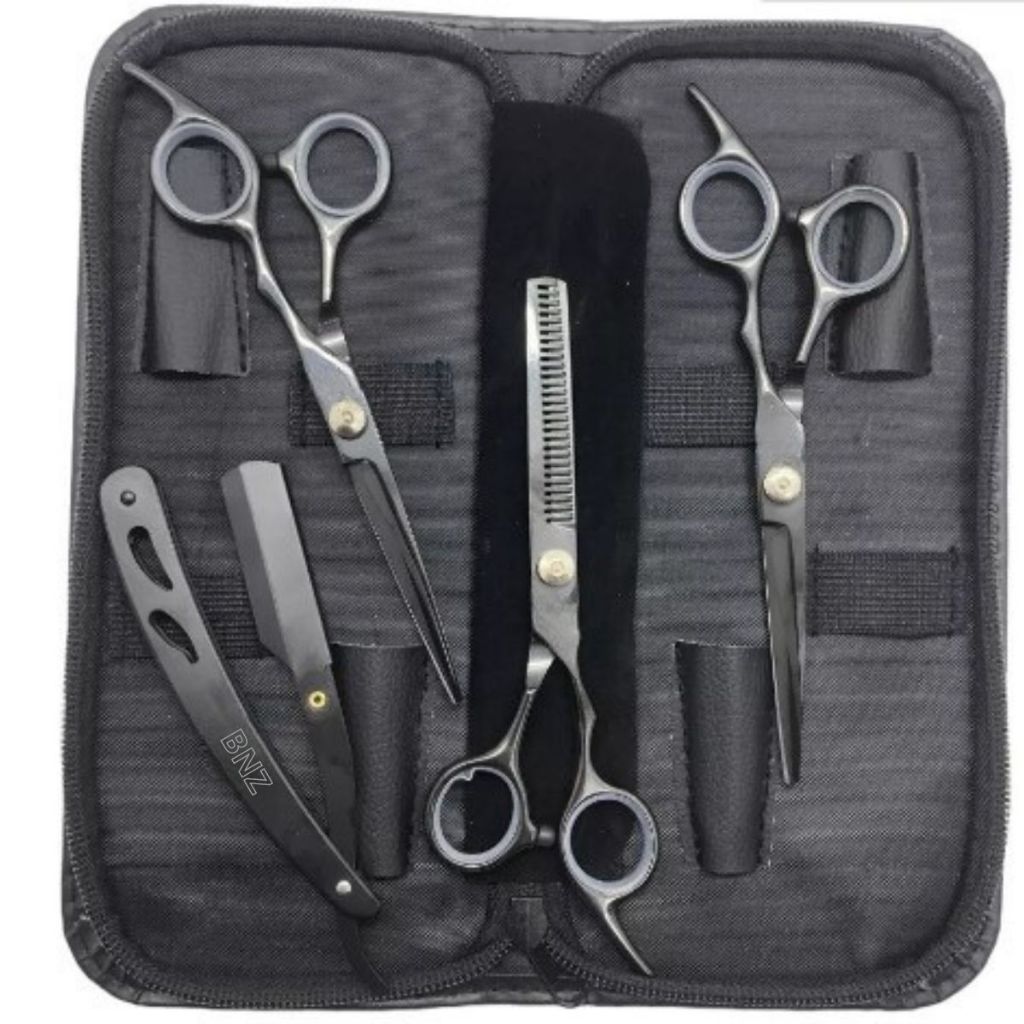 Kit 3 Tesouras Profissionais (604386) Barbeiro Fio Navalha