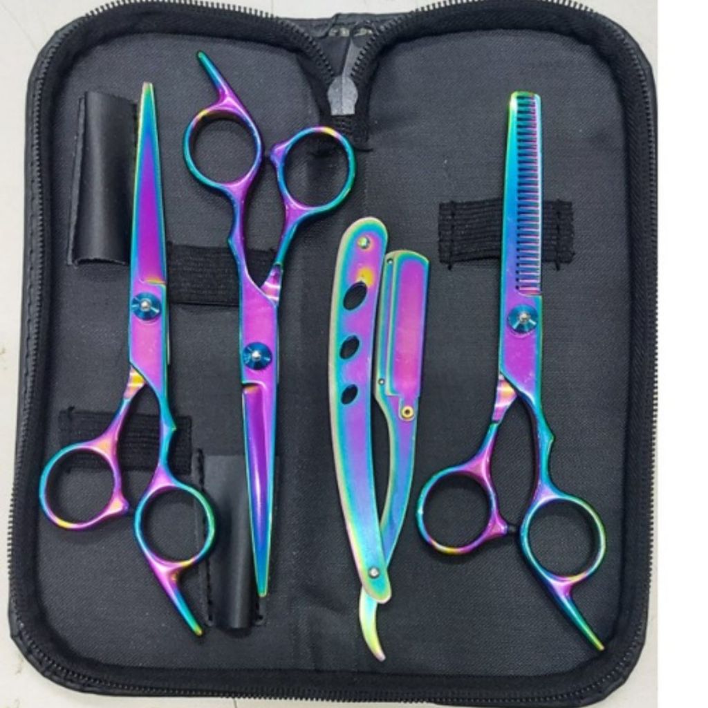 Kit 3 Tesouras Profissionais (604386) Barbeiro Fio Navalha