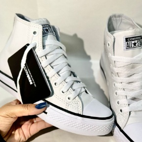 Tênis All Star Converse Plataforma De Couro Ct9830001 Branco