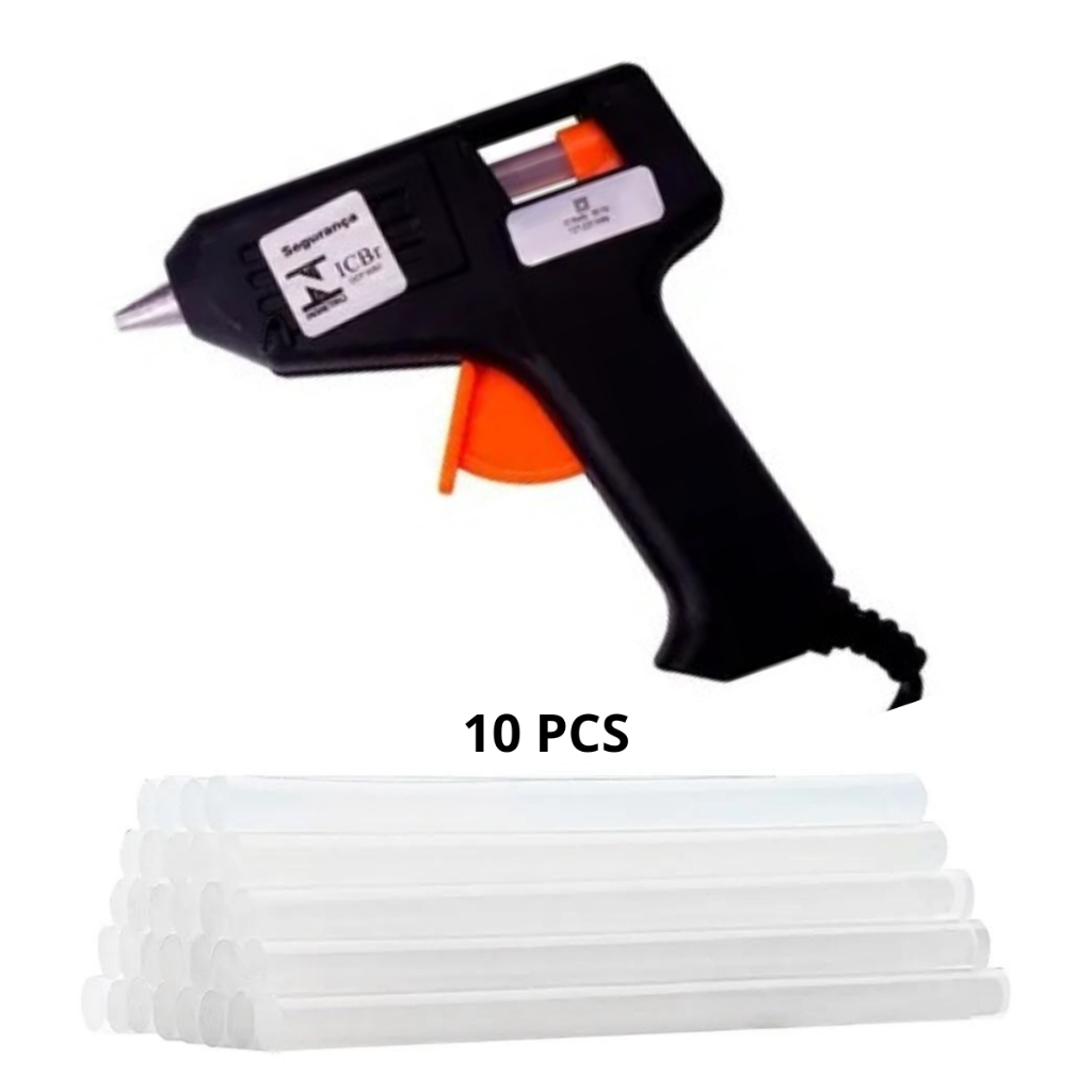 Pistola de Cola Quente Profissional Artesanato 40w + 10 Bastões ...
