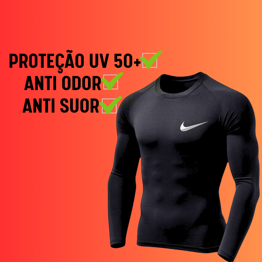 Camisa Térmica Proteção Uv 50+ Segunda Pele Malha Fria Unissex Academia Manga Longa