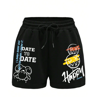 Shorts De Moletom Esportivo E Despojado Leve Confortavel Estampado Masculino