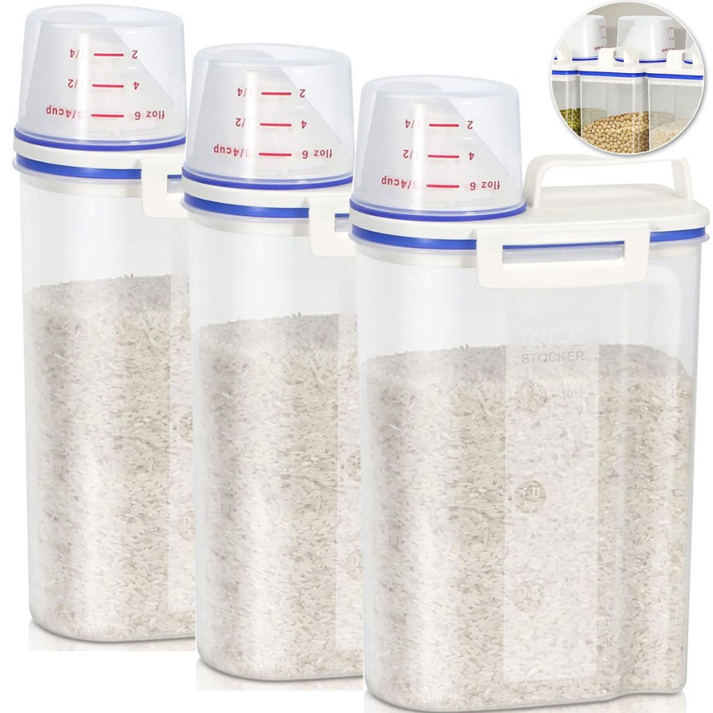 Kit 3 Pote Hermético Para Cereais Bico Copo Dosador 6 Litros