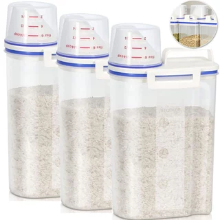 Kit 3 Pote Hermético Para Cereais Bico Copo Dosador 6 Litros
