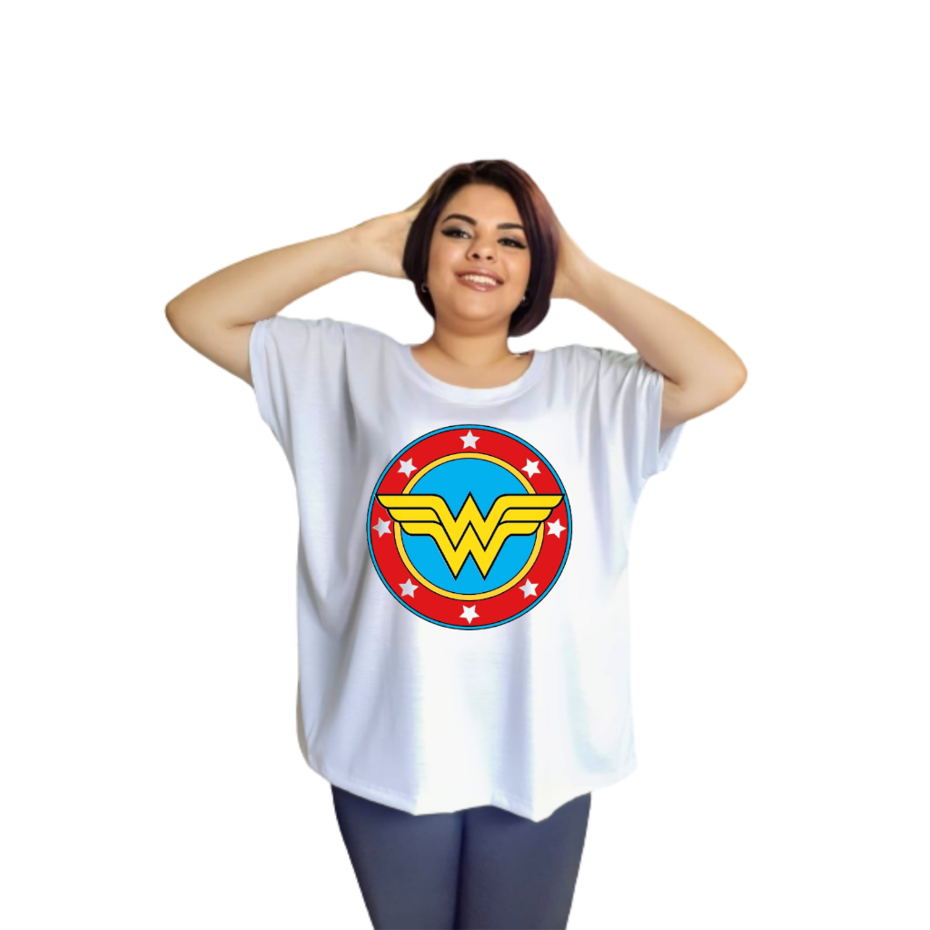 Camiseta plus size mulher sales maravilha