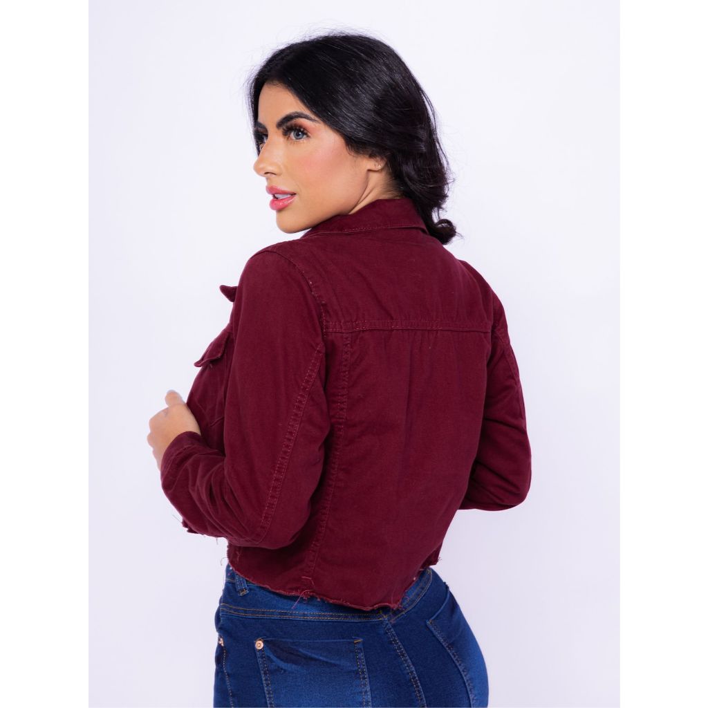 Jaqueta jeans hot sale vinho feminina