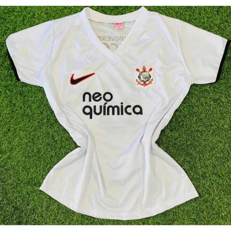 Camisa Corinthians Baby Look Retro Democracia - Feminina  Tamanho:GG;Cor:Preto/Branco