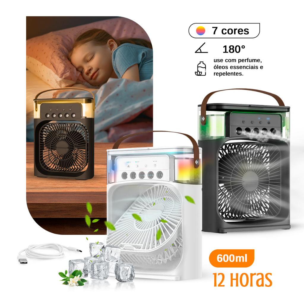 Mini Ar Condicionado Climatizador Umidificador Ventilador Portátil USB ...