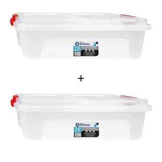 Kit 2 Caixas Organizadoras 20 Litros Multiuso Transparente C/ Trava