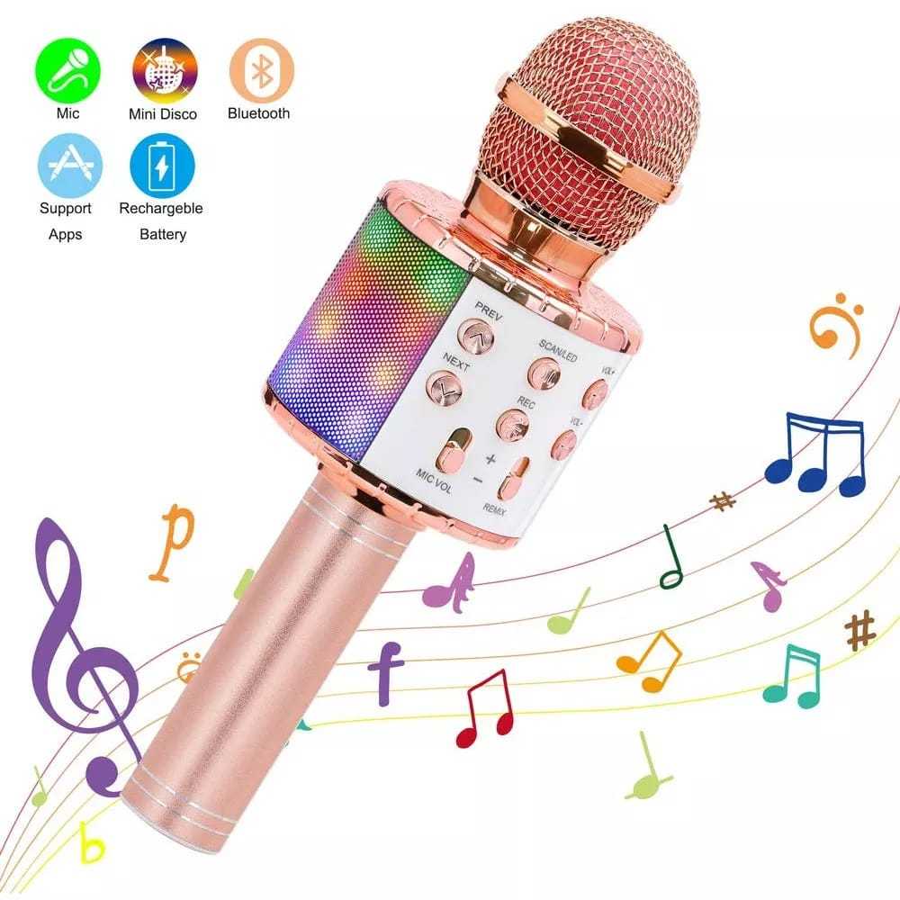 Microfone Bluetooth Sem Fio r Karaoke Reporter Cores Com