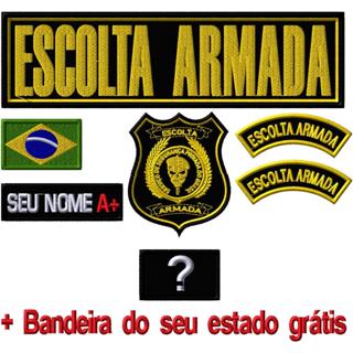 Patch Bordado - Escolta Armada (Kit c/ 07 Unid. com Tarja Nome +