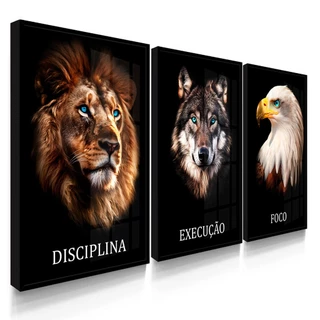 Quadros Decorativos Com Moldura Leão Disciplina Motivacional Arte