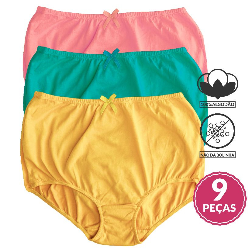 Kit com 9 Calçola Para Senhoras Plus Size Feminino Confoto Algodão ...
