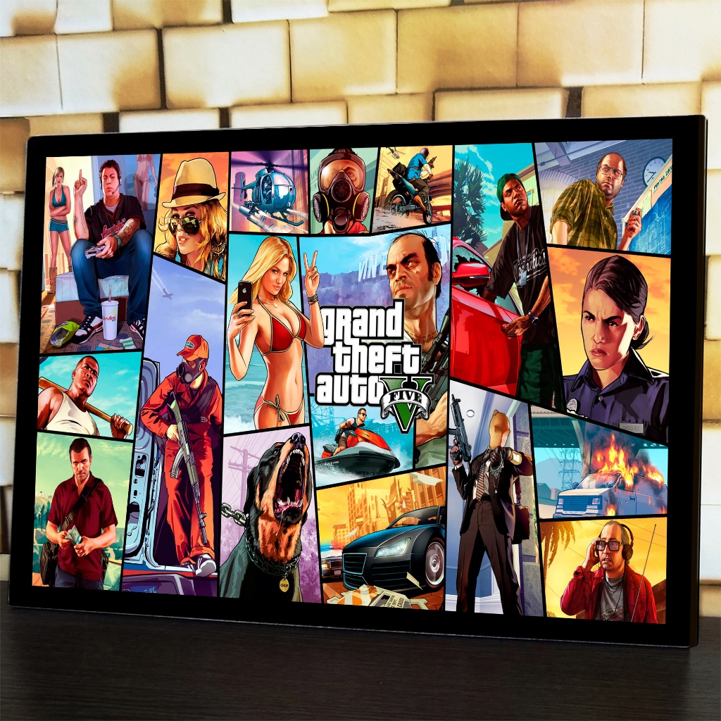 Quadro Moldura Grand Theft Auto V Gta 5 Mapa Placa de Brinde