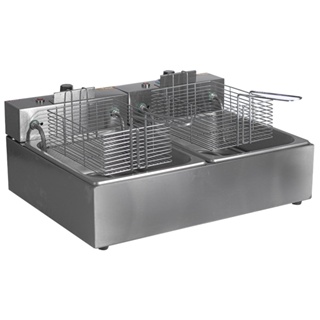 Fritadeira Elétrica a Óleo 10 Litros com 2 Cubas em Inox com Termostato e Cesto de Alta Qualidade Fritura Pastel Salgados Porções