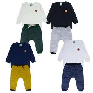 Conjunto Infantil Menino Meia Estação Blusa e Calça 1 ao 3