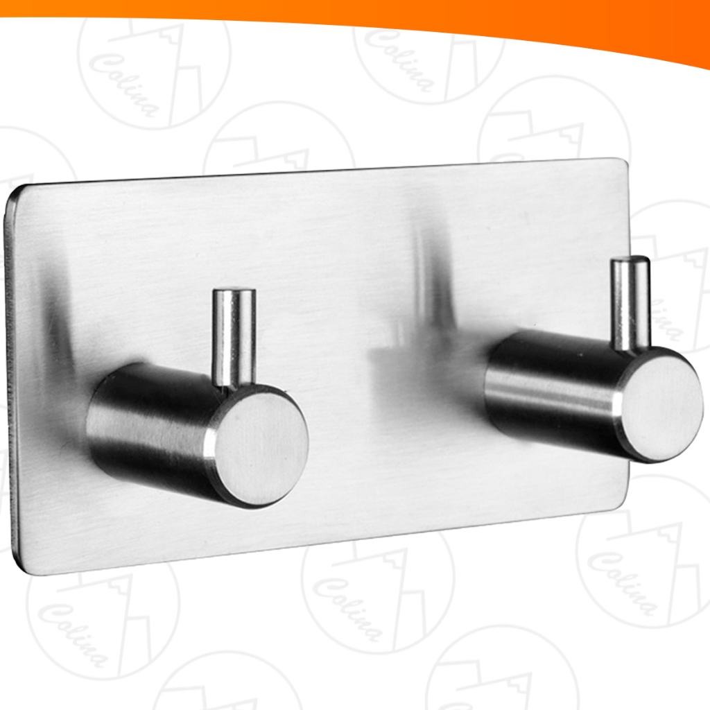 Gancho De Parede Auto Adesivo Duplo Aço Inox Banheiro Cozinha